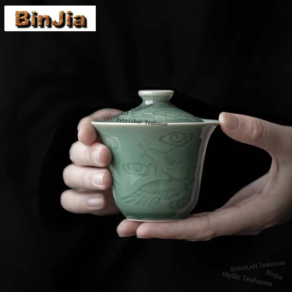 Celadon Ceramic Cup - 100Ml Antieke Celadon Hand Grijpen Gaiwan