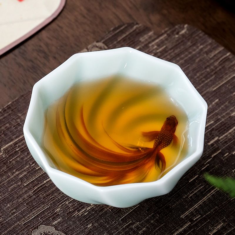 Celadon Ceramic Cup - Creatieve Celadon Theekopjes Handgemaakte Koi Thee