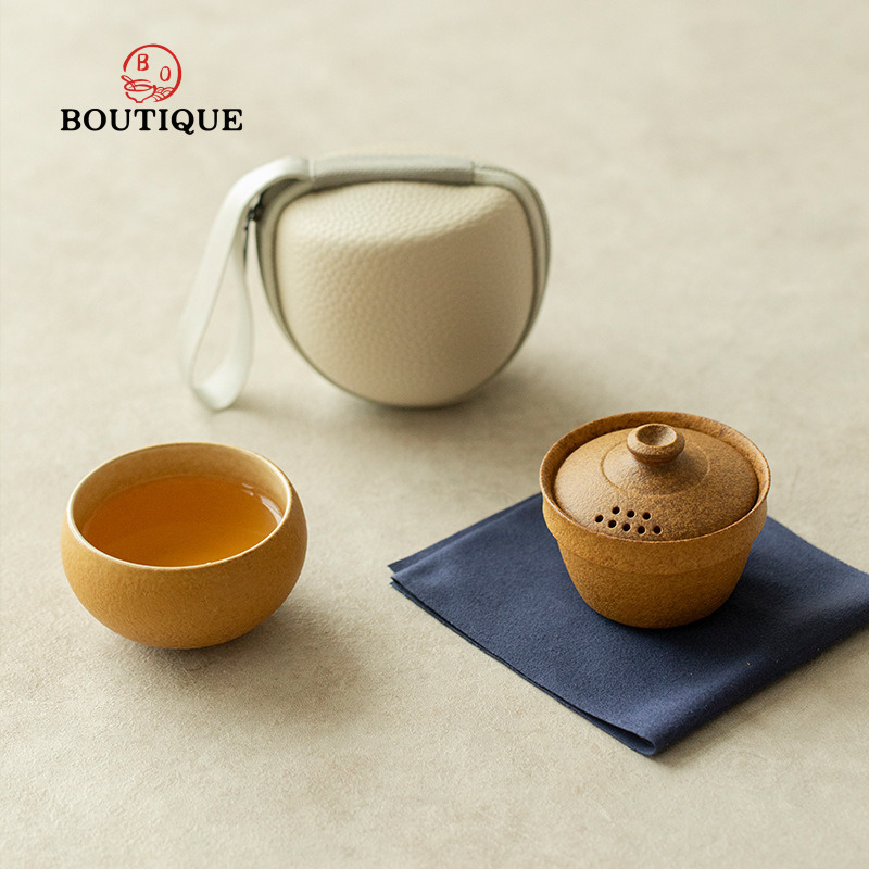 Korean Tea Set - Grof Aardewerk Reizen Theeservies Draagbare Chawan