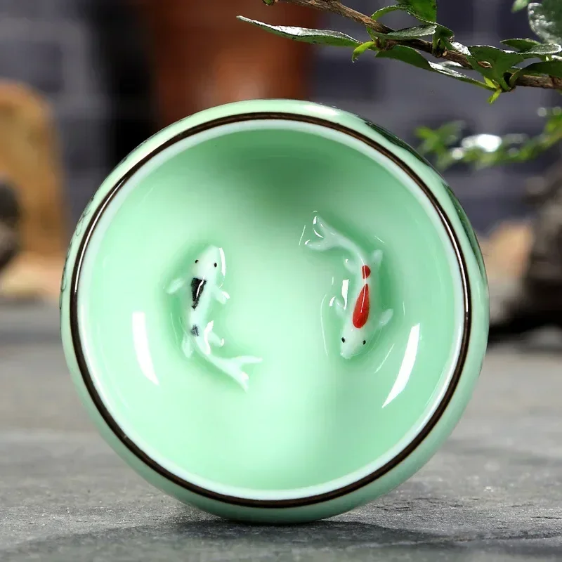 Celadon Ceramic Cup - Theekop Keramiek 1PC Celadon Handgeschilderd Landschap