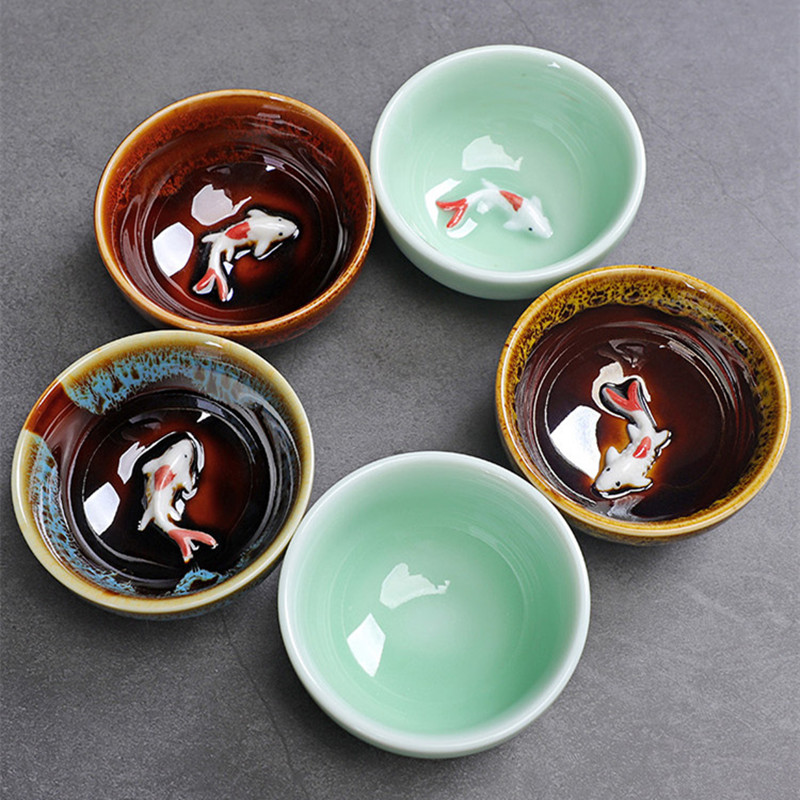 Celadon Ceramic Cup - Celadon Fish Leuke Theekopje, Chinese Kungfu