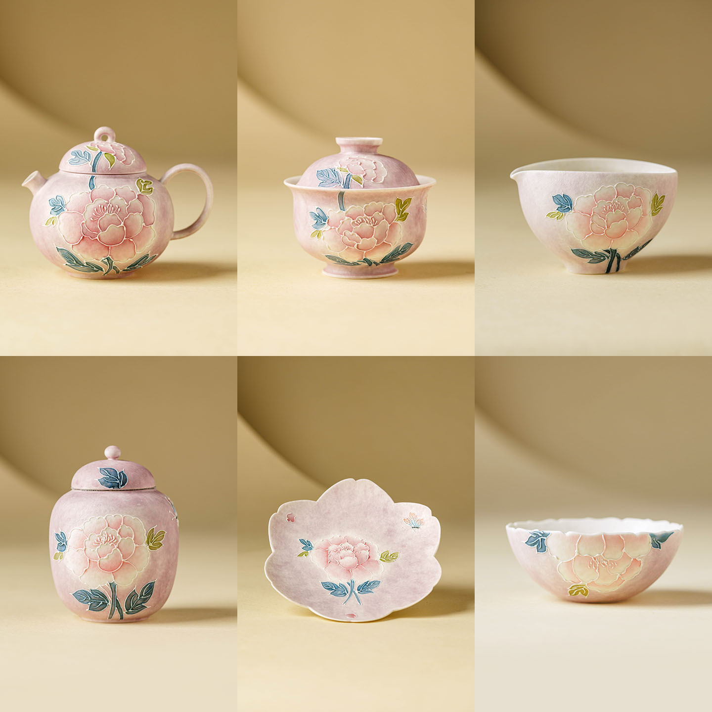 Handgeschilderde vintage pioen - Korean Tea Set recensie en prijs