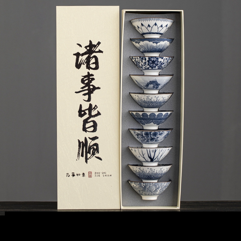 10 stuks/doos Blauw en wit por - Celadon Ceramic Cup recensie en prijs