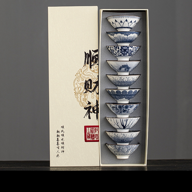 10 stuks/doos Blauw en wit por - Celadon Ceramic Cup recensie en prijs